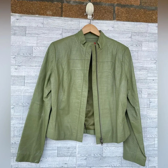 Elements by vakko olive green leather jacket large - Picture 5 of 12